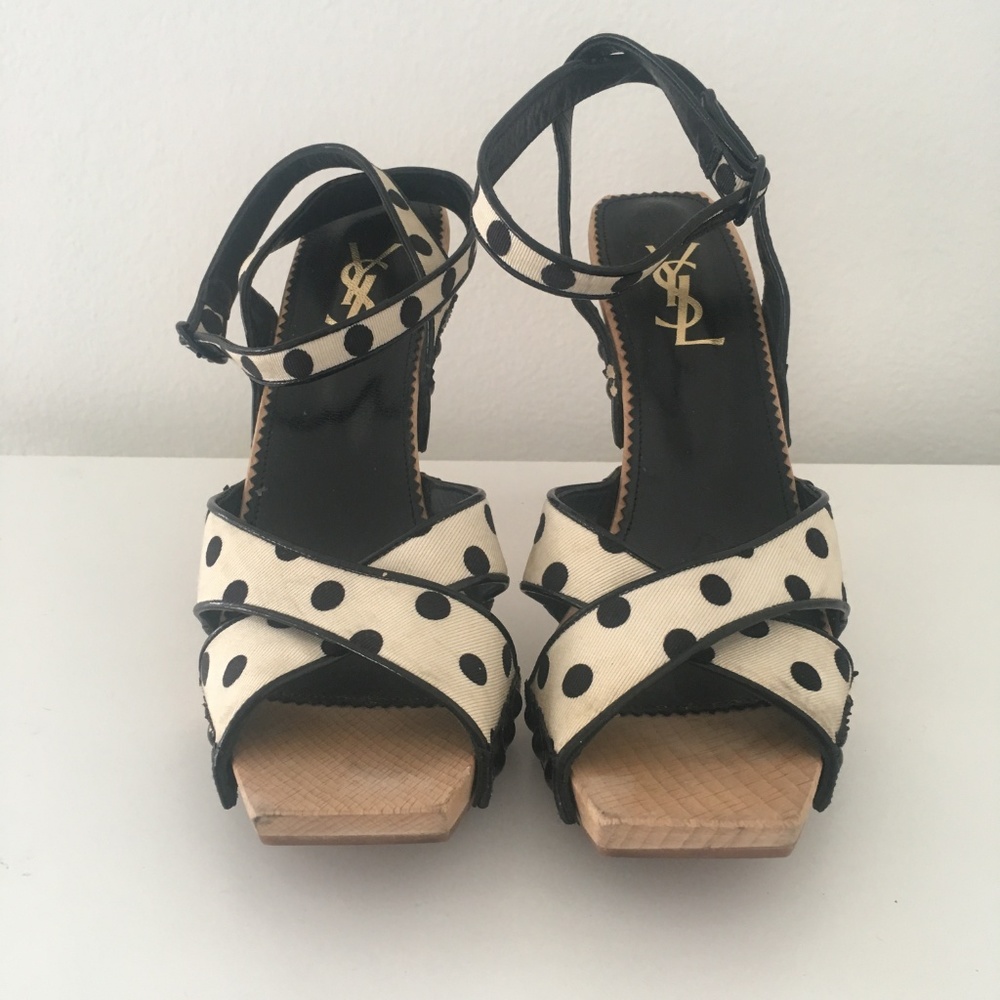 YSL SS05 Stefano Pilati wood sole polka dot heels